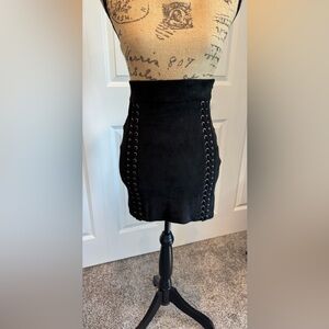 Black Lace-Up Mini Skirt